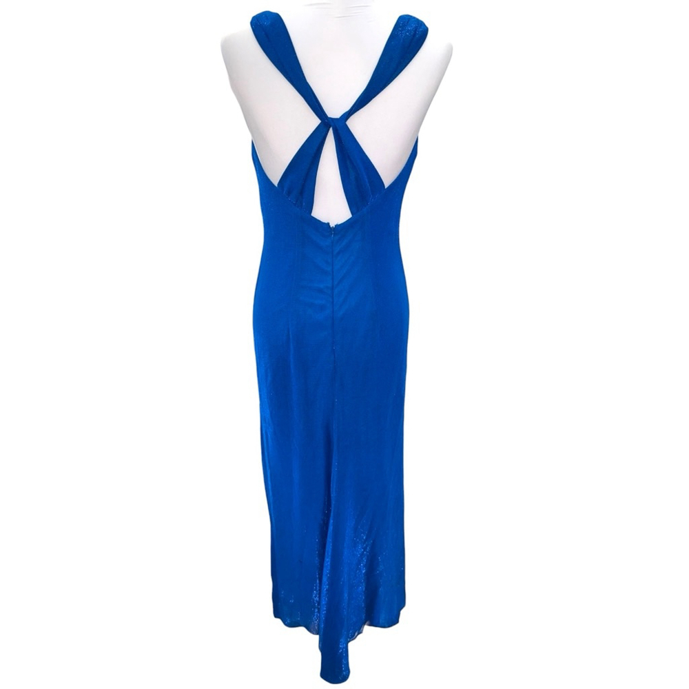 Jessica McClintock Gunne Sax Size 5/6 Royal Blue Cross-Back Formal Gown - Picture 6 of 8